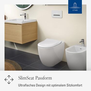 Сидіння для унітазу Villeroy & Boch Subway 2.0 SlimSeat D-подібне, біле глянцеве, з мікроліфтом (Duroplast), 9M68S101