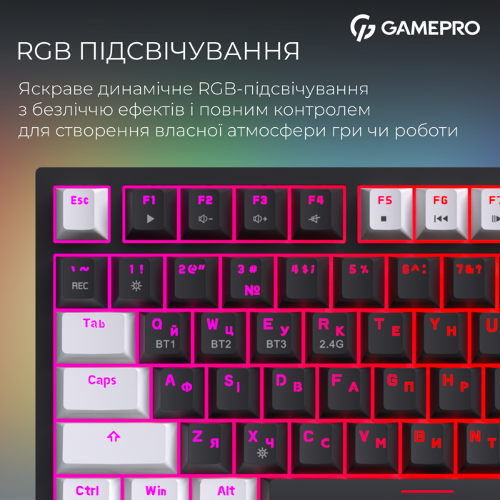 Бездротова механічна клавіатура GamePro Asgard Valhalla Pro (MK160B-D-Pro) 75% Rainy switches