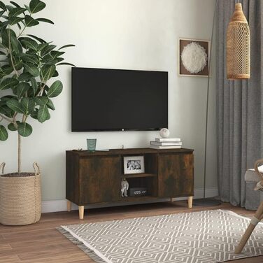 ТВ тумба vidaXL з масиву дерева, низький стіл для телевізора, шафа для HiFi, колір копчена дуб, 103,5x35x50 см