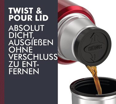 Термос Thermos Stainless King 470 мл, нержавіюча сталь, кранбері, без ручки, тримає тепло 12 годин, холод 24 години, BPA-Free, з кришкою-дозатором