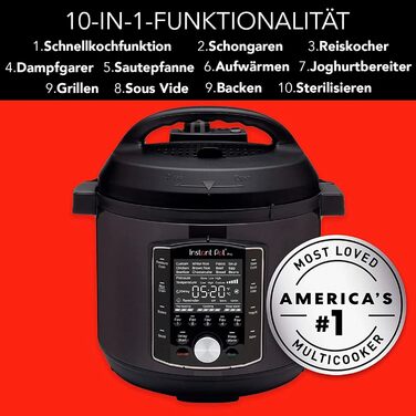 Мультиварка Instant Pot Pro 10-в-1, 5,7 л, 1200 Вт, електрична, швидковарка, рисоварка, пароварка, для йогурту, стерилізатор, Sous Vide, чорна нержавійка