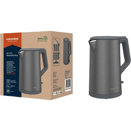 Електрочайник Grundig WK 7340, 2150 Вт, 1,5 л, нерж. сталь, подвійна стінка, авто-вимкнення, Dark Inox
