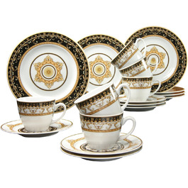 Кавовий сервіз Creatable Majestosa, 18 предметів, порцеляна, чорний, 42x25x20 см