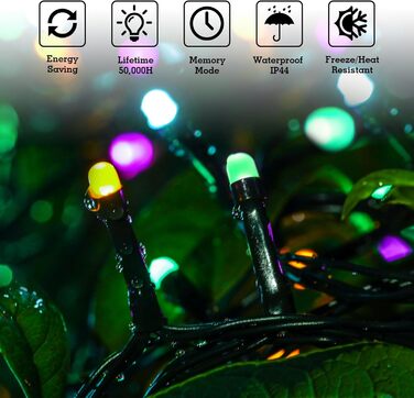 Світлодіодна гірлянда Quntis 100м 1000 LED для вулиці та дому, мережева, IP44, 8 режимів підсвічування (багатоколірна)