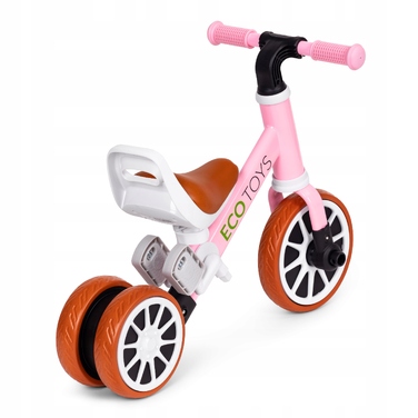 Дитячий велосипед 2в1: бігове триколісне авто з педалями, рожевий, ECOTOYS