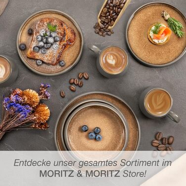Набір керамічного посуду Moritz & Moritz SOLID 24 предмети для 6 осіб: обідні, десертні та глибокі тарілки, чашки з ручками