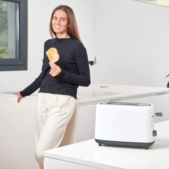 Тостер Black+Decker BXTO820E 820 Вт, 2 широкі екстрадовгі відсіки, 7 режимів, автоматичне центрування, білий пластик