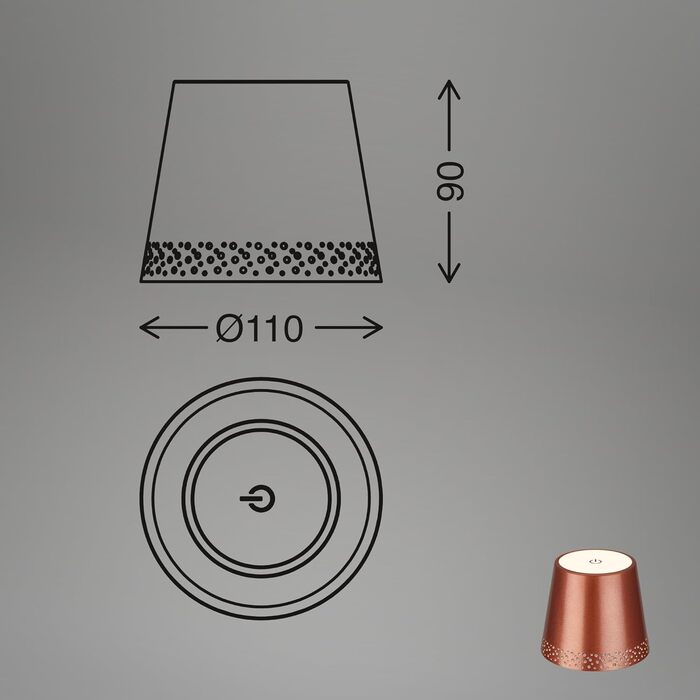 BRILONER LED лампа-насадка на пляшку, димована, бездротова настільна лампа з сенсорним керуванням, нічник, лампа для читання, тепле біле світло, 11x9 см, мідний матовий колір