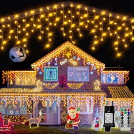 Світлодіодна гірлянда Ollny 15 м, 594 LED, біла, з пультом, водонепроникна, для вулиці, балкона, вікна, будинку, павільйону, тераси, новорічна декорація