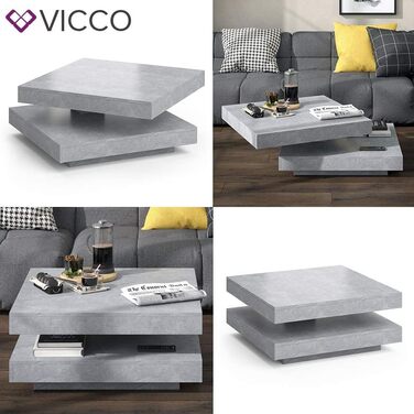 Журнальний стіл Vicco Elias, бетон, 70x34 см