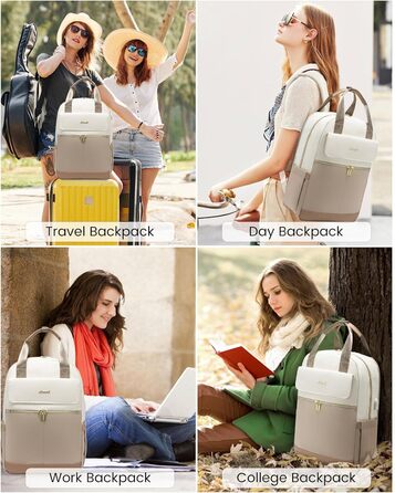 Жіночий рюкзак LOVEVOOK 15.6" для ноутбука, шкільний, подорожей, роботи, універу, світло-бежевий