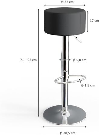 Барний стілець Vicco, комплект 2 шт., сірий, 38.5×92 см