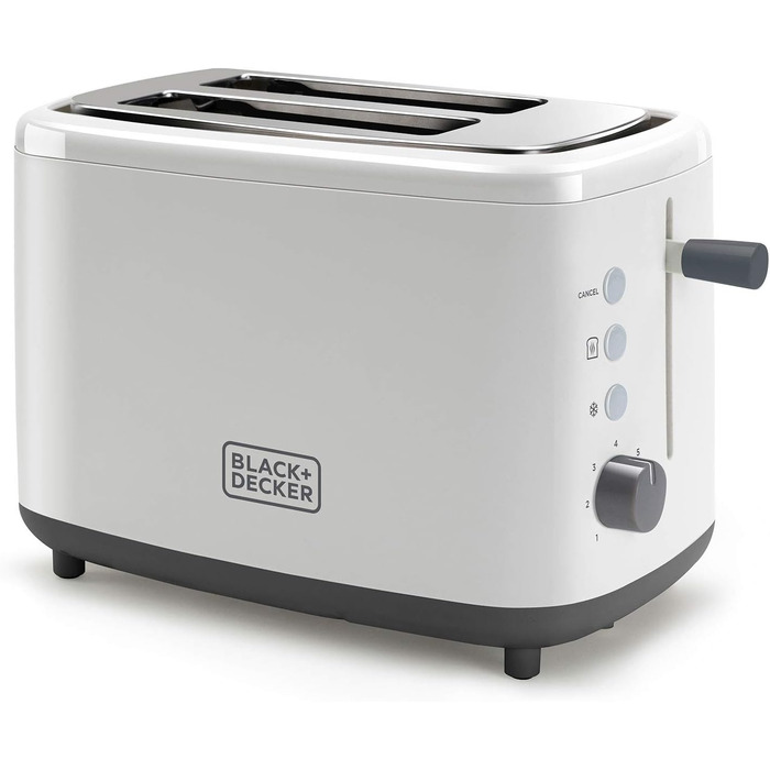 Тостер Black+Decker BXTO820E 820 Вт, 2 широкі екстрадовгі відсіки, 7 режимів, автоматичне центрування, білий пластик