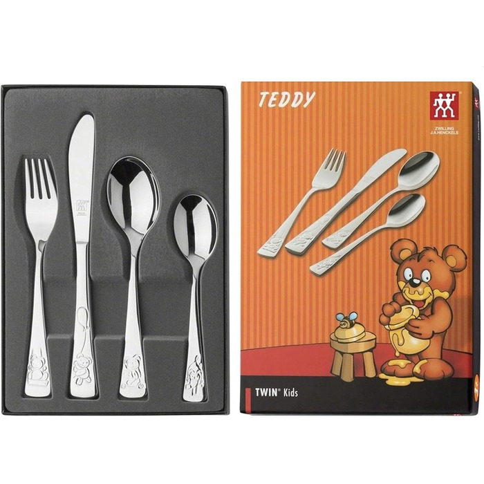Дитячий столовий набір Zwilling Teddy з гравіюванням імені, 4 предмети