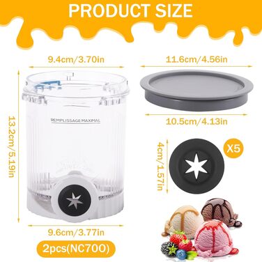 Контейнери Hejo для Ninja Creami Deluxe (4 шт) 680 мл, для NC500/NC501/NC701eu - контейнери для морозива з кришкою