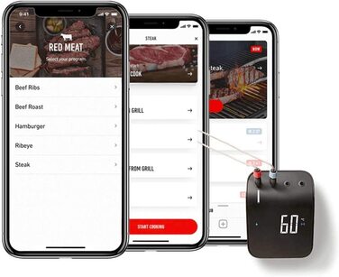Weber Connect Smart Grilling Hub — розумний термометр для гриля з Bluetooth і Wi-Fi, контроль через додаток, покрокові рецепти, підтримка до 4 датчиків, чорний