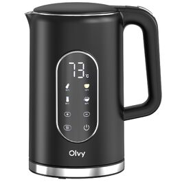 Електричний чайник Olvy з нержавіючої сталі 1.7л з регулюванням температури та функцією підігріву, чорний