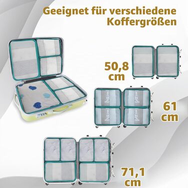 Набір органайзерів для подорожей та валізи Packing Cubes, 12 предметів, світло-блакитний — сумка-органайзер для одягу та речей у дорогу