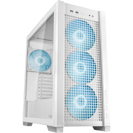Ігровий корпус ASUS TUF GT302 ARGB білий, Mid-Tower ATX, 4x140 мм ARGB вентилятори, змінні бокові панелі, підтримка ATX материнських плат із прихованими роз'ємами, сітчаста фронтальна панель