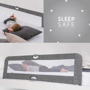 Захисний бортик для ліжка Hauck Sleep N Safe Plus XL (Сірий Меланж) для дітей від 18 міс. до 5 років, 150x50x44 см, складаний, портативний