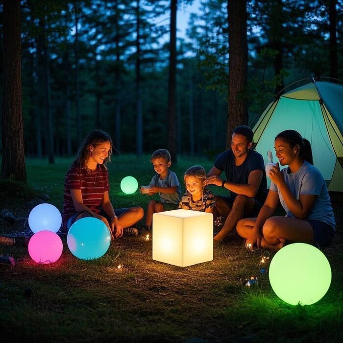 Світлодіодний куб-пуф Mr.Go 30x30x30 см RGB з пультом, акумуляторний, водонепроникний, для дому, спальні, басейну, вечірок