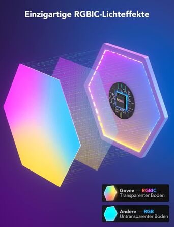 Світлодіодна панель Govee Glide Hexagon RGBIC 10 шт, розумне підсвічування для стін, Wi-Fi, музична синхронізація, сумісна з Alexa та Google Assistant, декоративне освітлення для геймінгу та кімнати