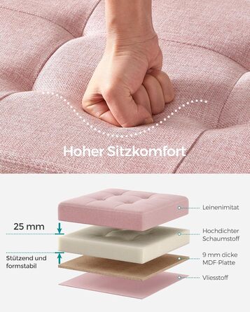 Складаний пуф SONGMICS з місцем для зберігання, 76×38×38 см, до 300 кг, для вітальні, спальні, коридору, попелясто-сірий