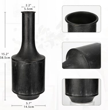 Ваза для квітів Vintage Vasen Schwarz, металева, декоративна, в стилі Shabby Chic для букетів