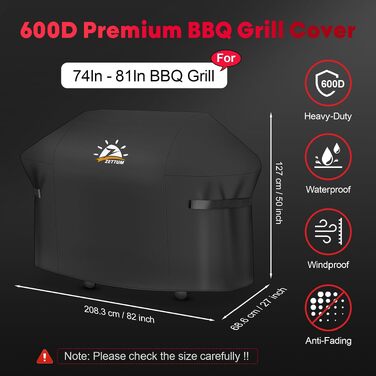 Водонепроникний захисний чохол для гриля Zettum (208x68x127 см) для Weber Summit 600, Genesis 600, Char-Broil, Nexgrill, Dyna-glo, PU матеріал, Heavy Duty
