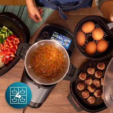 Кухонний комбайн Cecotec Mambo Touch Daily: 37 функцій, керування через WLAN App, чаша з нержавіючої сталі 3.3 л, вбудовані ваги, 10 рівнів нагріву