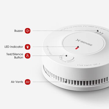 Датчик диму X-Sense з батареєю на 10 років, фотоелектричний сенсор, сертифікований EN14604, набір 10 шт. (SD2J0AX_10)