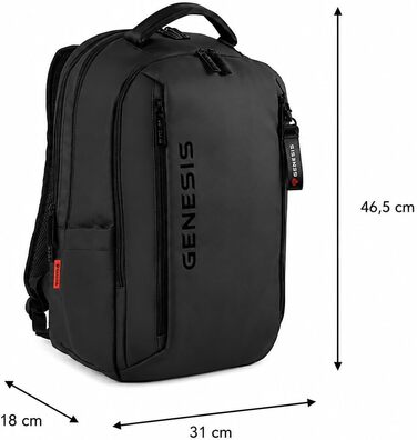 Рюкзак для ноутбука Genesis Pallad 550, 17.3 дюймів, 24 л, 19 кишень, чорний