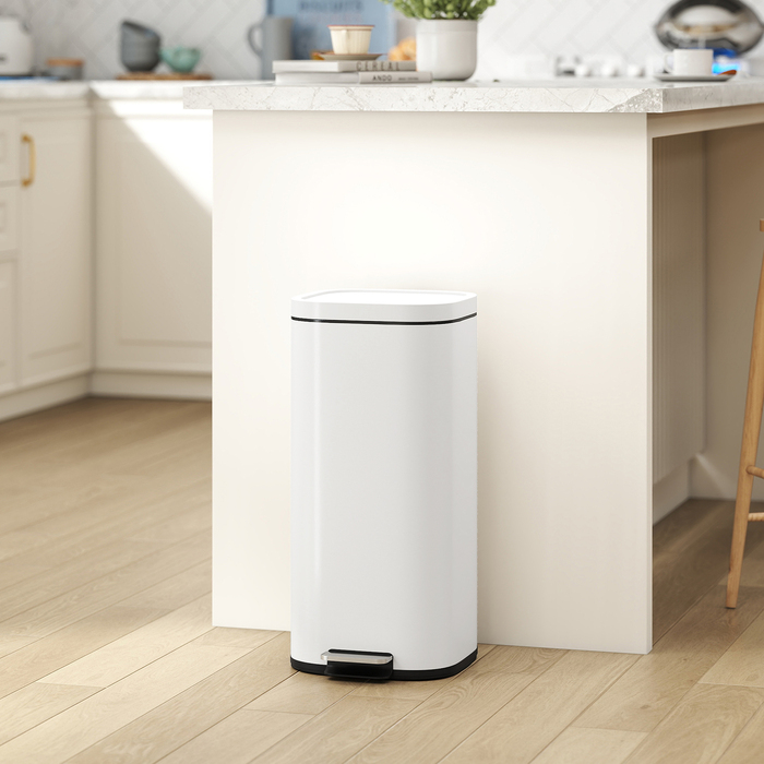 Сміттєвий кошик для кухні на 30 л з педаллю та кришкою, функція плавного закриття та фіксації у відкритому положенні