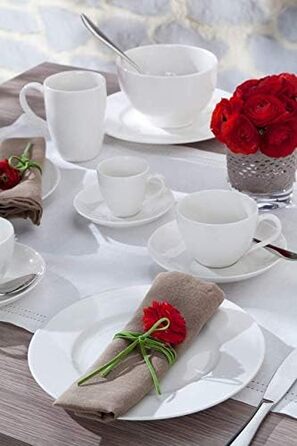 Набір кавового посуду Villeroy & Boch Basic White, 18 предметів, преміум порцеляна, сучасний сервіз для 6 осіб, білий