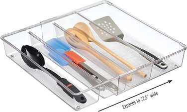 Органайзер для столових приборів mDesign, висувний, 4 секції, для кухонних шухляд, кремовий