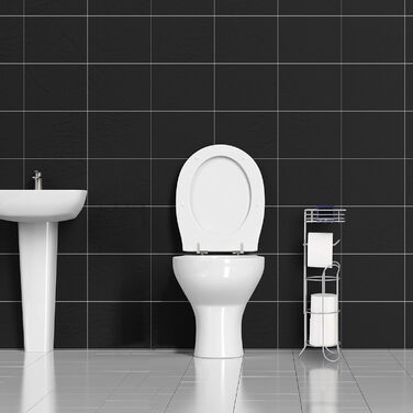 Підлоговий тримач для туалетного паперу Relaxdays з поличкою, на 3 рулони, металевий, сучасний дизайн, 57,5x18,5x17,5 см, сріблястий