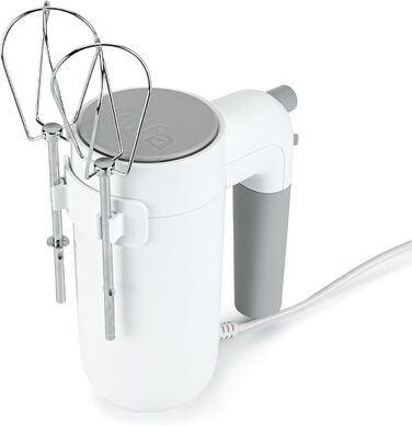 Ручний міксер Wilfa Smooth Mix 500 Вт, 5 швидкостей, чорний, з віночком і гачками для тіста, функція бусту, довжина кабелю 1,4 м, для тіста до 1,5 кг, тримач для насадок