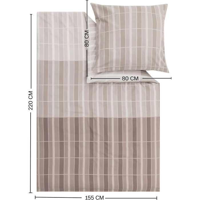 Постільна білизна s.Oliver Satin-Flanell з бавовни, в клітинку, бежева (155x220 см, 80x80 см)