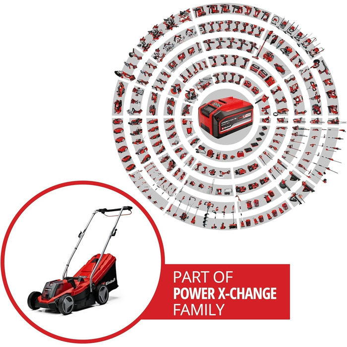 Акумуляторний газонокосарка Einhell GE-CM 18/33 Li Kit Power X-Change (18 В, 33 см, безщітковий двигун, 30 л, 25-65 мм)