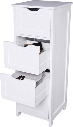 eSituro SBP0020 Білий комод-органайзер для ванної з 4 кошиками з МДФ