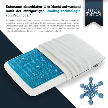 Ортопедична подушка Technogel Deluxe для шиї та спини, антибактеріальна, з гелем, для сну на спині й боці, з наволочкою