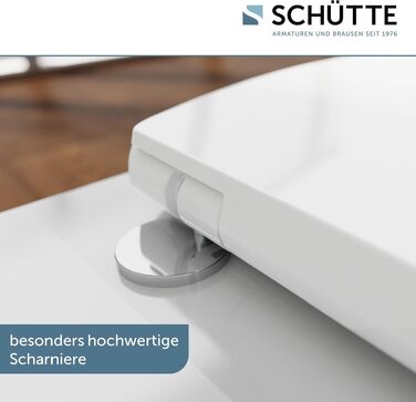 Сидіння для унітаза SCHÜTTE з мікроліфтом (Soft-Close), біле, матеріал Duroplast, Slim дизайн, витримує до 200 кг