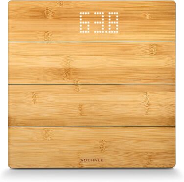 Ваги Soehnle Style Sense Bamboo Magic з натурального бамбука, електронна підлогова вага з LED-дисплеєм, до 180 кг, комфортне покриття