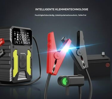 Пусковий пристрій (бустер) для авто 3000A з компресором 150 PSI, портативний Powerbank для PKW, SUV, дизель до 8L, з LED-ліхтарем та PD