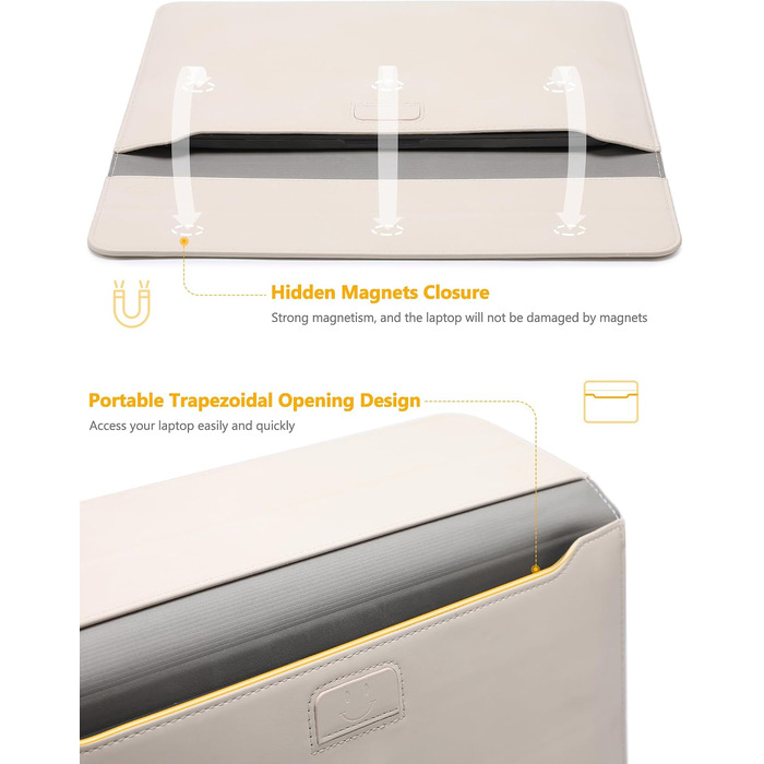 Чохол-сумка для MacBook 13 дюймів HYZUO з підставкою, шкіряний, коричневий (набір 2 шт.)