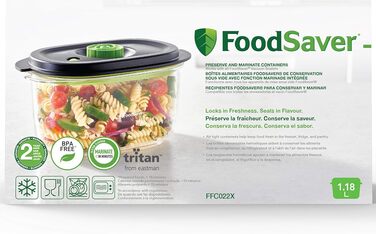 Набір вакуумних контейнерів FoodSaver Preserve & Marinate для вакууматорів, герметичні та без BPA, 1.2 л, 3 шт.
