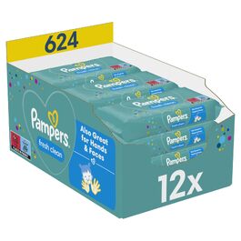 Вологі серветки для дітей Pampers Fresh Clean, 12 пачок по 52 шт (624 шт)