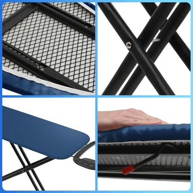 Праскадошка KADAX 120x38 см, складана, регульована по висоті, з антипригарними ніжками та 8 мм пінною підкладкою, темно-синя