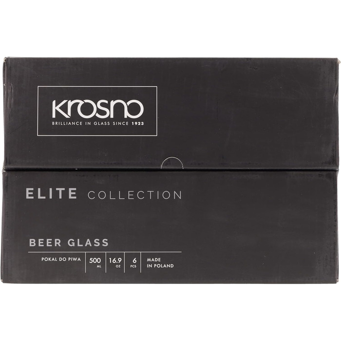 Набір склянок для темного пива Krosno Dunkel Stout 500 мл, 6 шт, колекція Elite, для дому та вечірок, можна мити в посудомийці