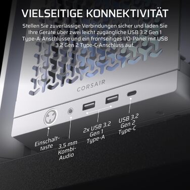Корпус для ПК CORSAIR 4000D RS ARGB, модульний, Mid-Tower, ATX, білий, високий повітряний потік, 3 встановлені ARGB вентилятори, сумісний з ASUS BTF, MSI Project Zero, Gigabyte Project Stealth